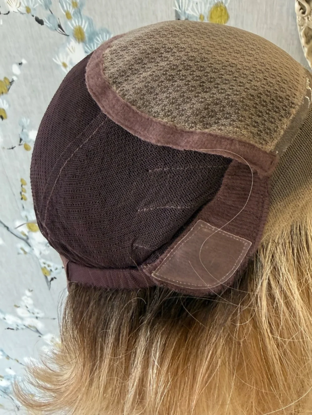 Human hair blonde wig, lace front handtied cap, ultra lightweight medical wig